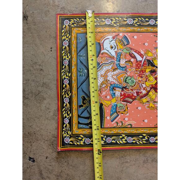 VTG Pattachitra painting Goddess Durga slaying the Buffalo Demon Mahishasura - Picture 9 of 9